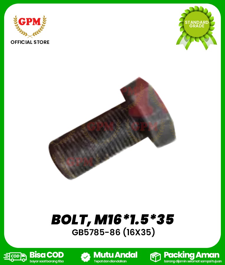 BOLT, M16*1.5*35 NDR-85 / GB5785-86 (16X35)